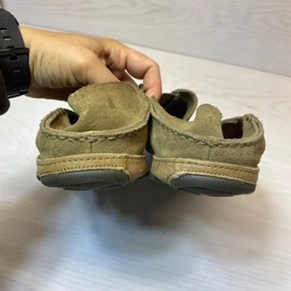 OluKai Mens 11 Moloa Kohana Slip On Loafers Suede Olive Green 10184-1010